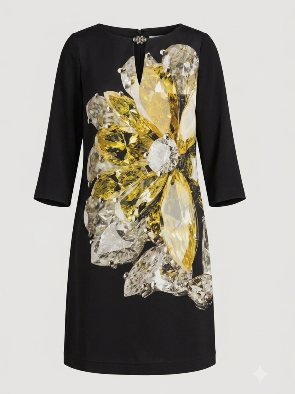 STUNNING PennyBlack Italian Black Dress with 3D Diamond Crystal Print, Size L